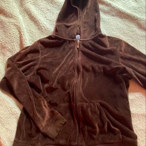 Brown Steve’s & Barry’s crushed velvet zip up hoodie slightly used